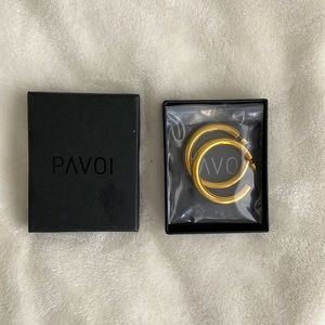 PAVOI 14K Gold Colored Lightweight Chunky Open Hoops